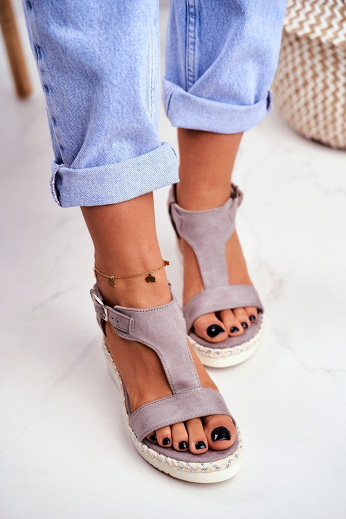 Dámske sandále pre sivé surové kliny