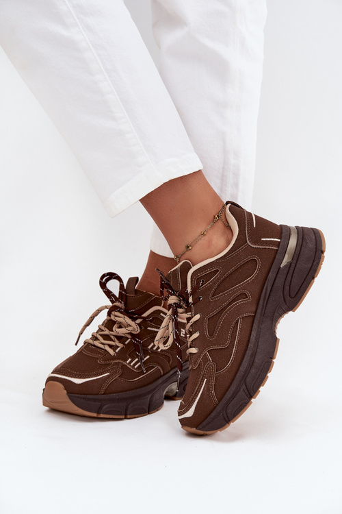 Dámske športové tenisky s dvojitým šnurovaním Čokoládové Annelie