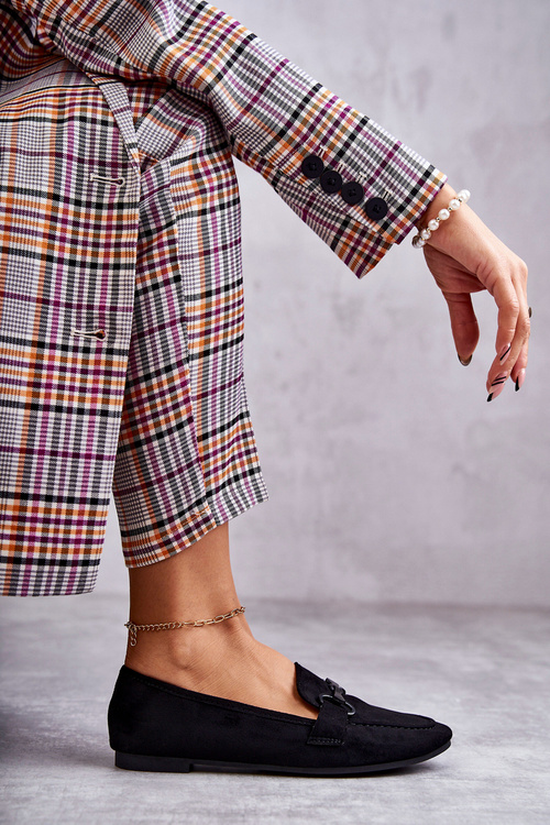 Suede Poleafers s dekoráciou čierny Santi