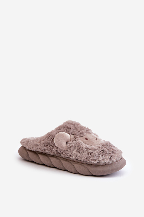 Dámske kožušinové papuče s motívom ovce tmavo béžové Phaeia