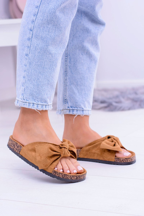 Dámské Papuče Na Korku Mašle Camel Dominica