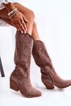 Suede Boots Cowboy topánky s otvoreným modelom hnedá naya