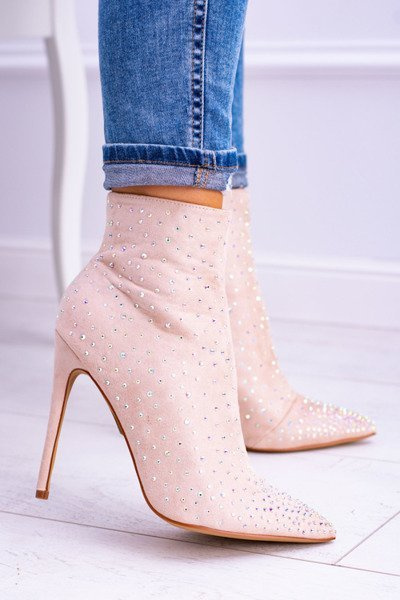 Lu boo béžové vysoké semišové topánky na kolíkoch kamienkov Cubano