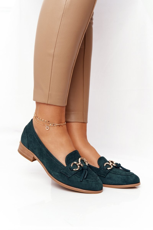 Elegantné ženské Vinceza Moccasins 10585 Suede Green