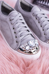 Lu Boo Gray tenisky s lesklými kryštálmi