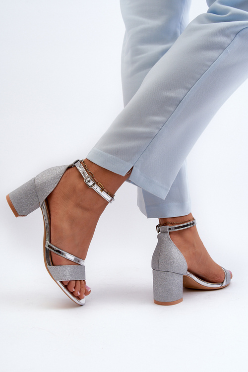 Dámské sandály na nízkém podpatku stříbrné Ploemis