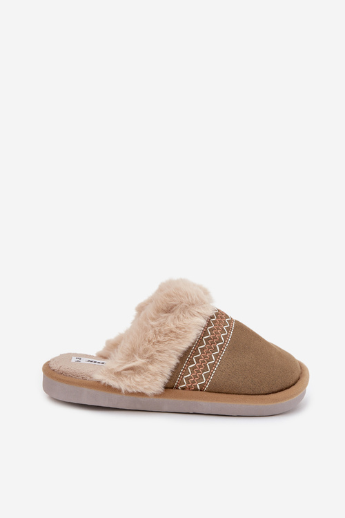 Dámske papuče s kožušinou a výšivkou zelené Devianne