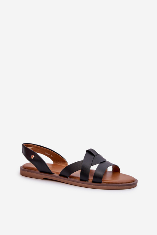 Ploché Dámské Sandály Z Eko Kůže Vinceza 17347 Černé