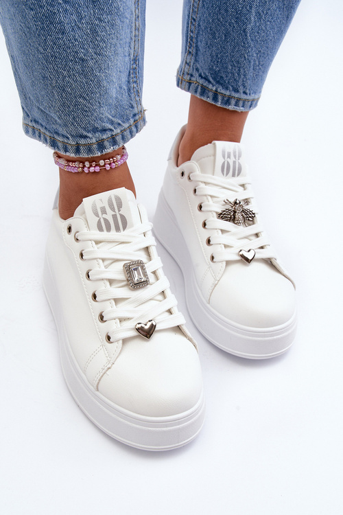 Dámské boty na platformě s ozdobami bílé Herbisa