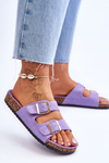 Dámské sandály na korkové platformě s pruhy fialove Doretta