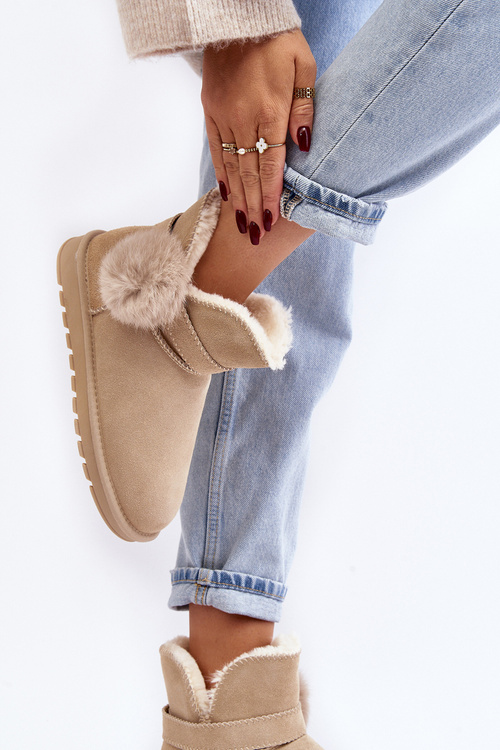 Dámske semišové snehové topánky s béžovými výrezmi Eraclio