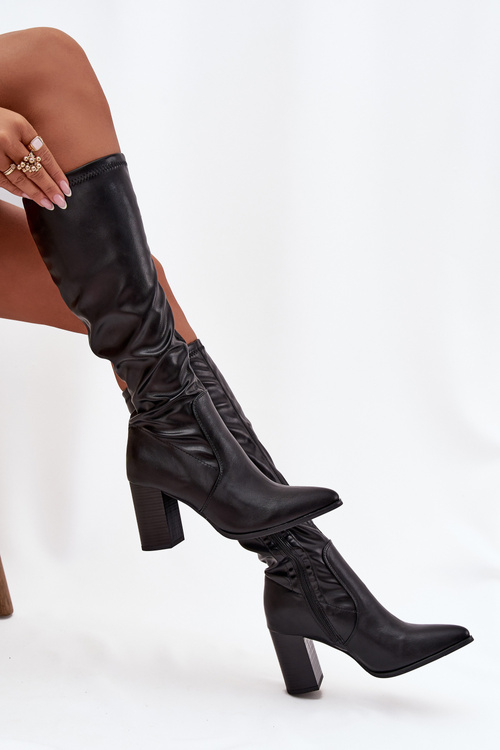 Dámske čižmy na opätku Vinceza 16511 Čierne