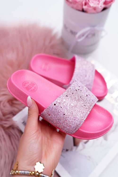 Detské žabky veľkej hviezdy Pink Glitter AA374088