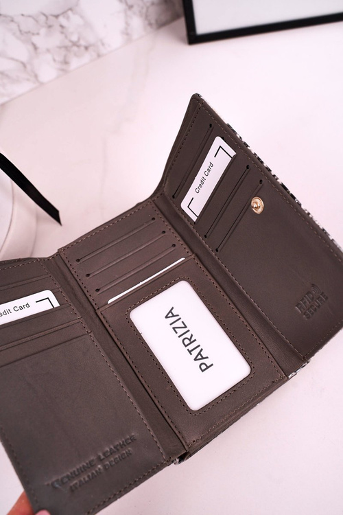 Stredne kožené dámske portfólio patrizia sivé lakované