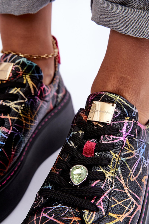 Kožené sportovní boty na platformě Maciejka 06191-39 Multikolor