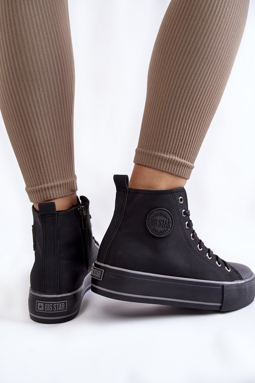 Dámské vysoké zateplené tenisky Big Star KK274173 Černe