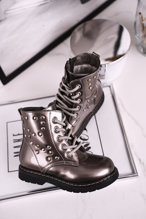 Dětské Izolované Boty Lakované šedé Fame