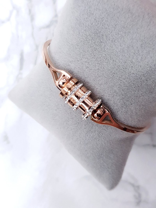 Dámsky oceľový náramok s zirkónmi ružový zlatý Bix