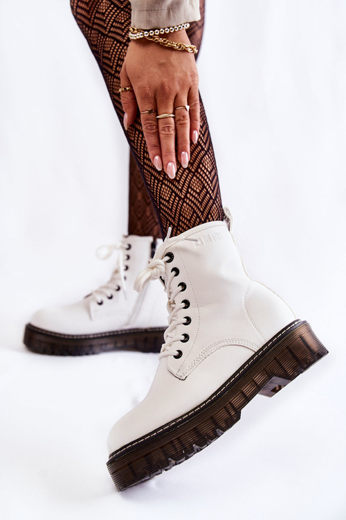 Dámské kozačky na zip Big Star KK274536 Bílé