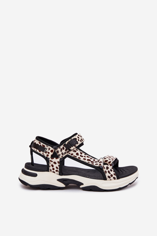 Dámské sandály na suchý zip D.Franklin Černo-Bežové DFSH406002