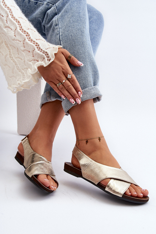 Zazoo 40407 Dámské kožené sandály Zlaté