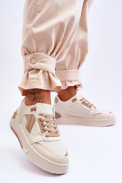 Dámské kožené sportovní boty Béžové Nancey