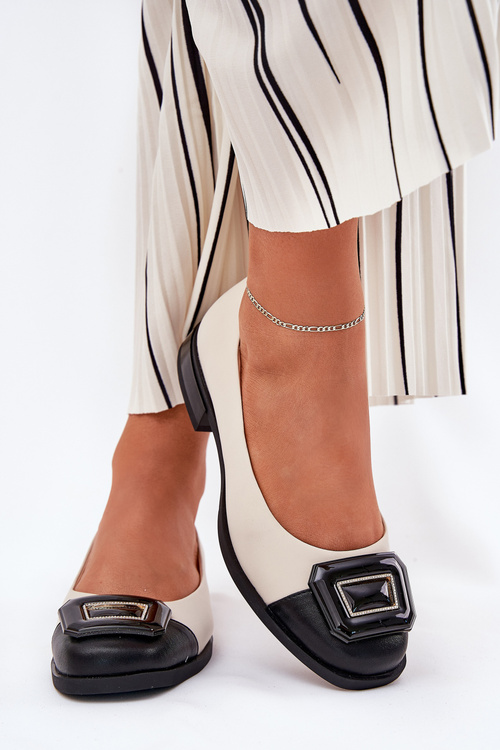 Kožené Baleríny S Dekoráciou D&A MK51-059 Béžové