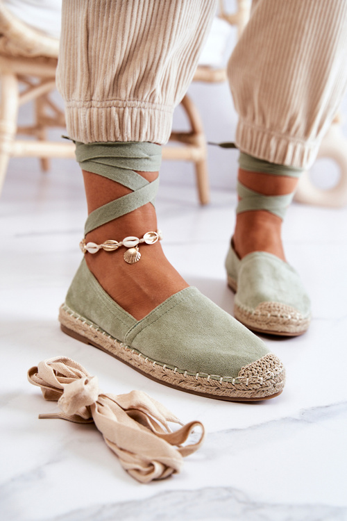 Viazaný semiš Espadrilles Green Ismanne