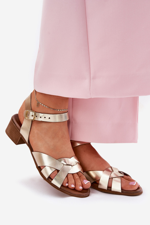 Kožené sandály na jemném podpatku Zazoo 40372 zlaté