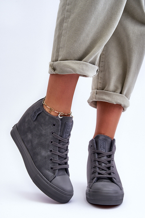 Dámske kožené tenisky na veľkej hviezde MM274005 Gray Wedge