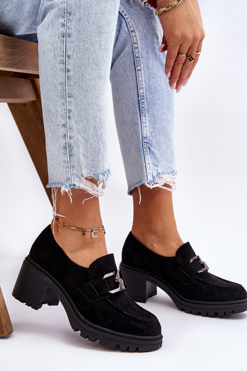 Semišové topánky na masívnom päte Black Finley