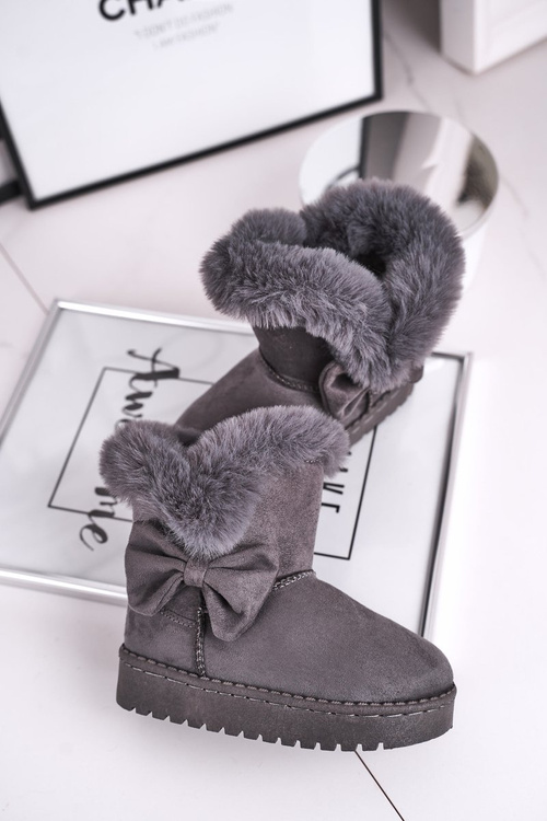 Detské topánky Snehové topánky s kožušinou šedú vellu