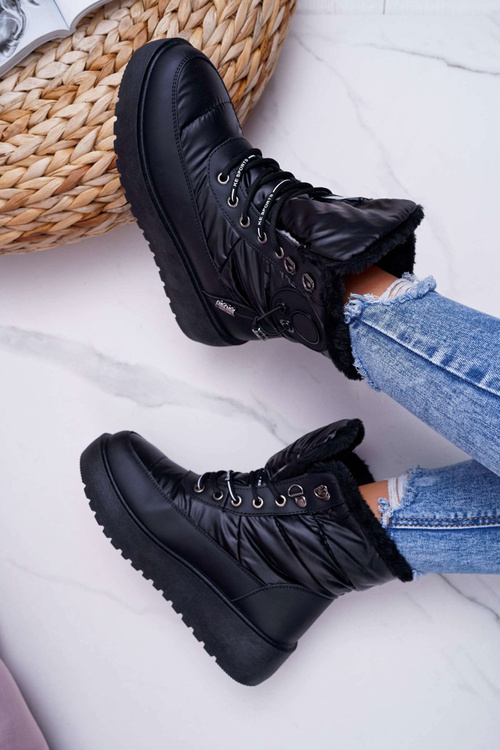 Dámské Sněhule Zateplené Kožešinou Černé Fahrenheit