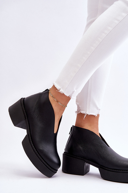 Kožené topánky na masívnej päte Nicole 2795/056 čierna