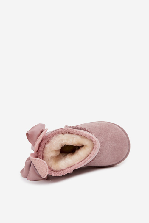 Dievčenské zateplené snehule s mašličkami Špinavá ružová Meriva