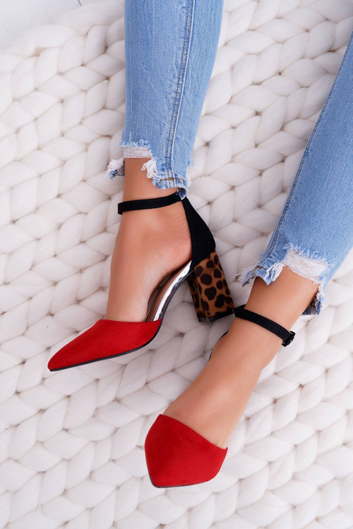 Dámske čerpadlá na červenej leopardovej tlači Ferri