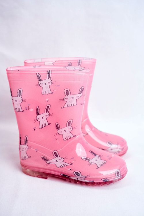 Detské gumové galoshes ružové zajačiky