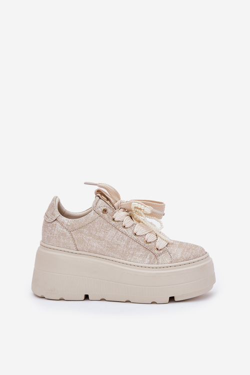 Kožené Tenisky Na Platforme CheBello 4658 Zlaté