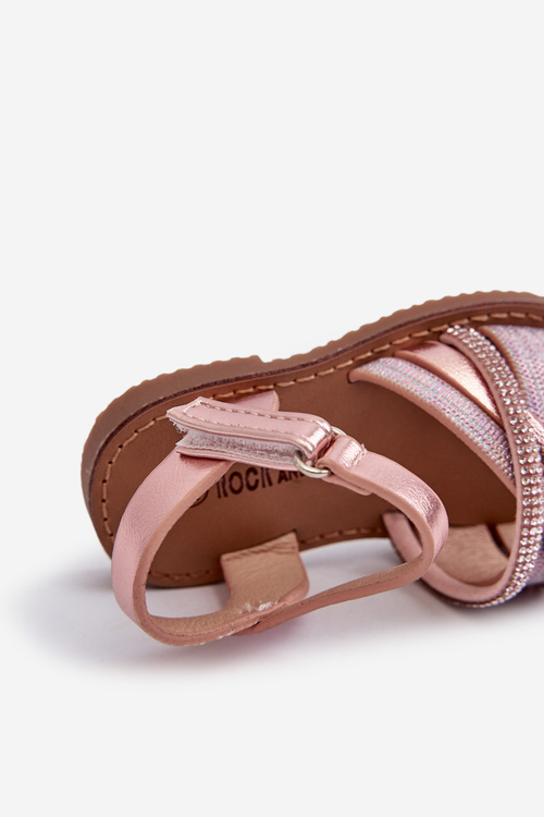 Lesklé Dětské Sandálky Na Suchý Zip Růžové Delphina