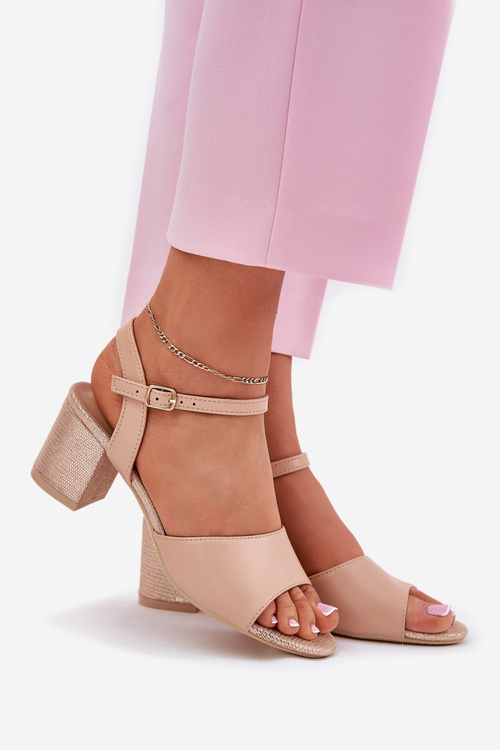 Dámske sandále na podpätku Vinceza 20275 béžové