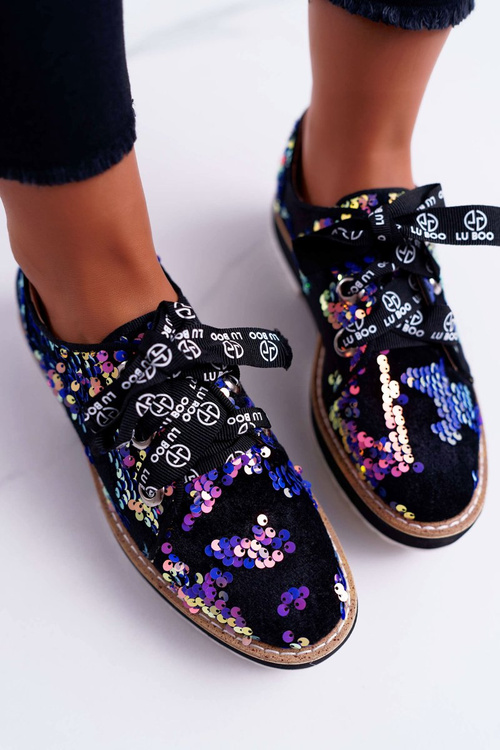 Dámské Polobotky Lu Boo Fialové Flitry Moonlight