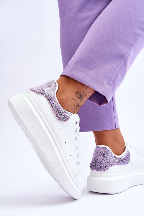 Dámská sportovní obuv s ozdobným vzorem bílo-fialová Delight