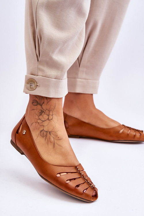 Zazoo 10009 Pohodlné Dámske Kožené Baletky Hnedé