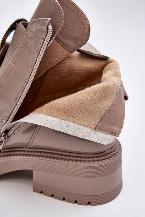 Maľované ženské topánky s dekoráciou Beige S. Barski MR870-53