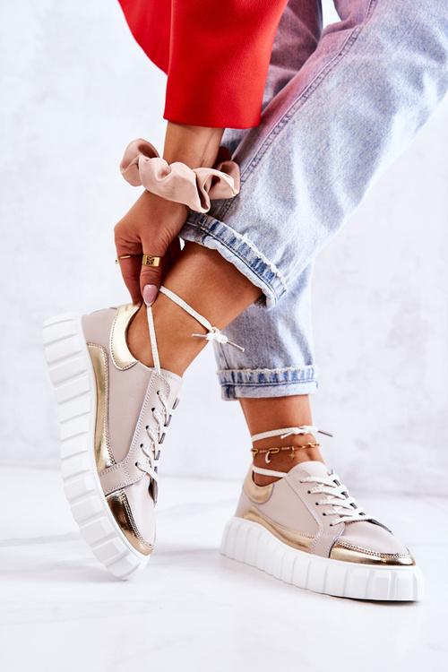 Dámska obuv na platforme Beige a Gold Noriso