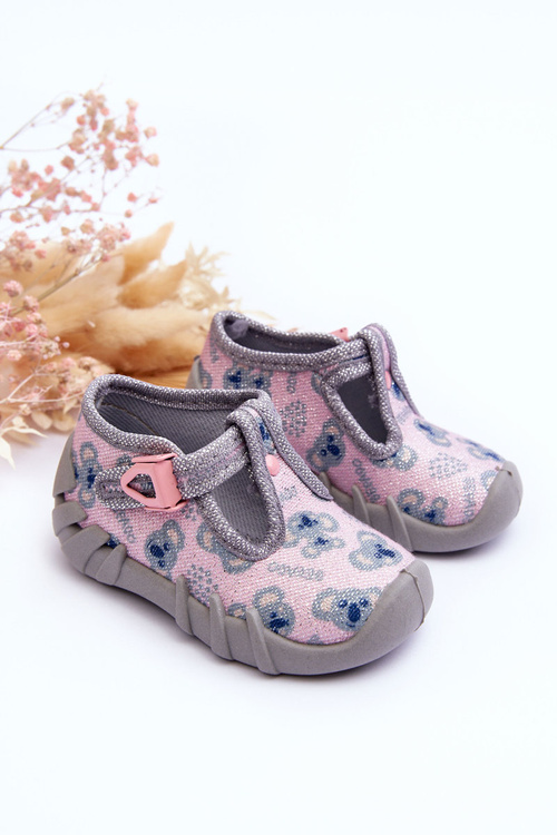 Topánky lesklé papieky befado 110p474 Gray-ružové