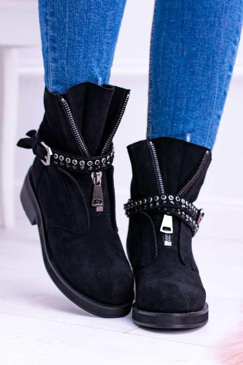 Lu Boo Black Dámske topánky zips rafell