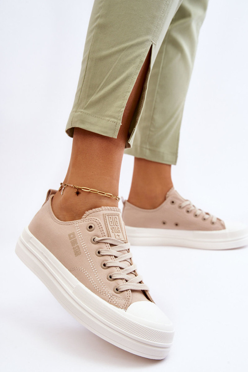 Nízka čipka -up tenisky Big Star LL274969 Beige