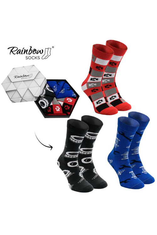 Duhové Rainbow Socks Ponožky Pro automobilového fanouška 3 Párů