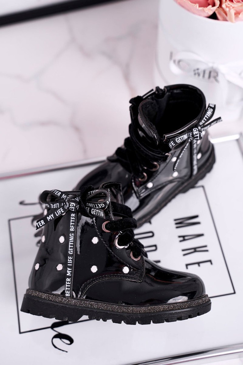 Dětské boty lakované zateplené černé Essie